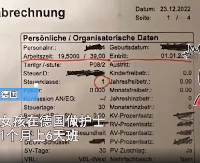 女子在德国做护士，1个月只上6天班！月到手工资破万