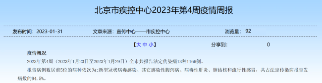 北京疾控：除了新冠，全市还报告各类传染病十余种！