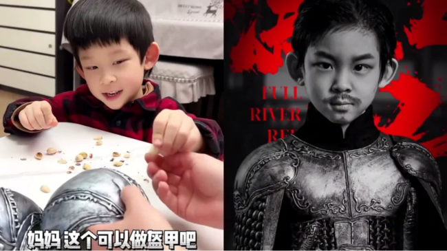 妈妈给孩子做满江红同款盔甲 动手能力太强了，成本不超20元