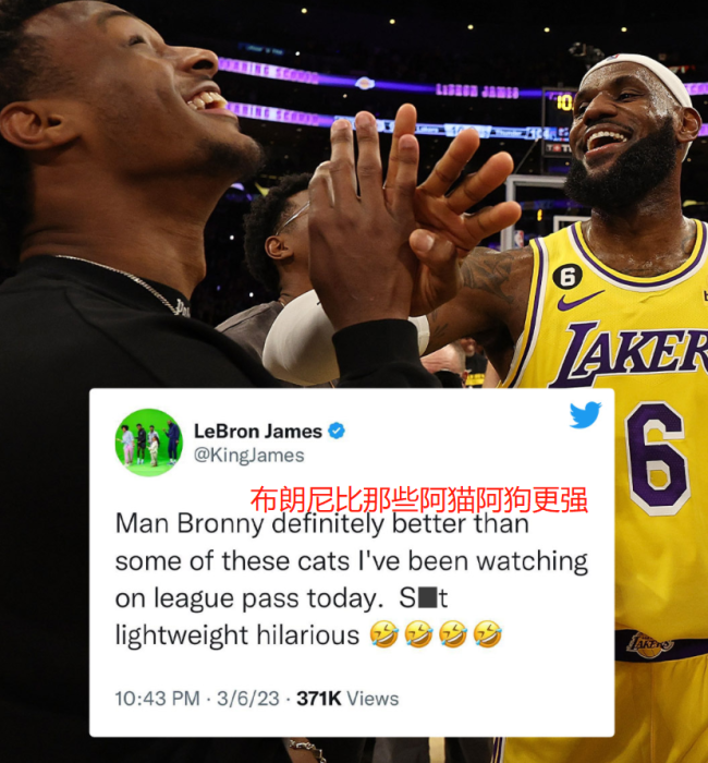 詹姆斯称赞布朗尼，疑似贬低队友：比阿猫阿狗更强