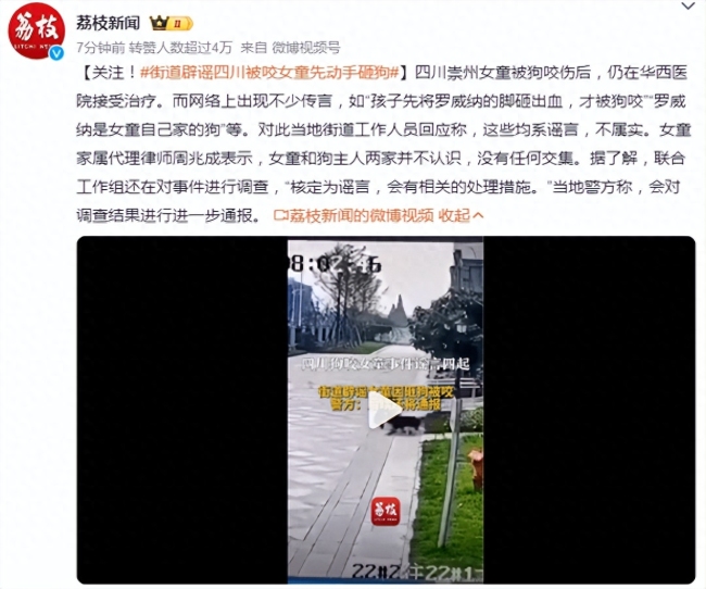 还原真相！街道工作人员辟谣四川被咬女童先动手砸狗