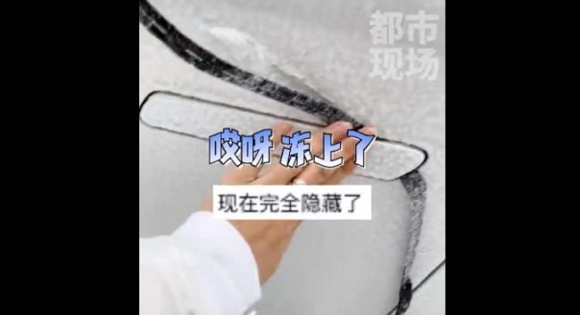 懵了北方车主一觉醒来隐形门把手冻上了2