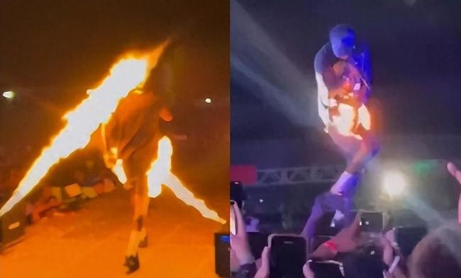 巴西歌手演出被喷火装置射中裤裆 下半身起火舞台上自救