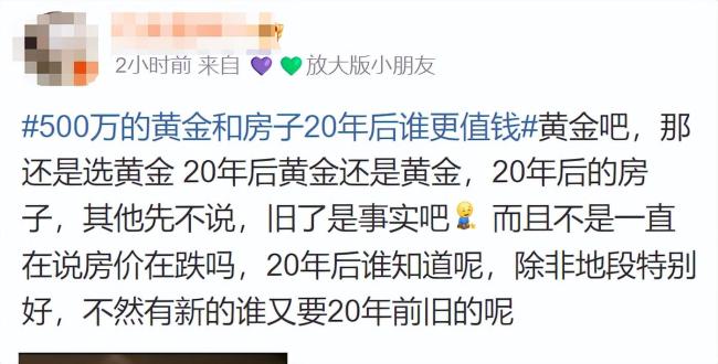 500万的黄金和房产 20年后谁更值钱？评论区网友炸锅了！