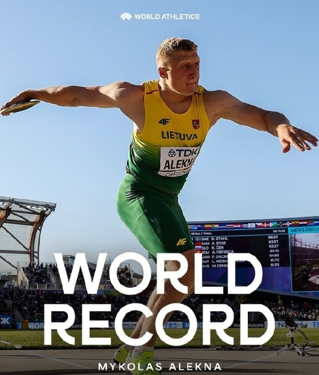 打破尘封38年世界纪录！立陶宛选手掷铁饼74米35 其父两夺奥运冠军