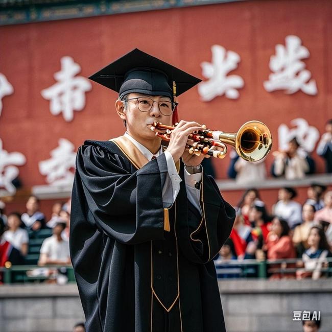 高校毕业典礼老师吹唢呐惊艳开场 音乐魔力点燃青春激情