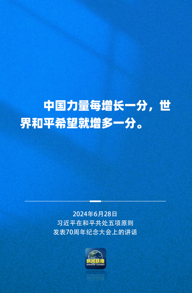 习近平：中国力量每增长一分 世界和平希望就增多一分