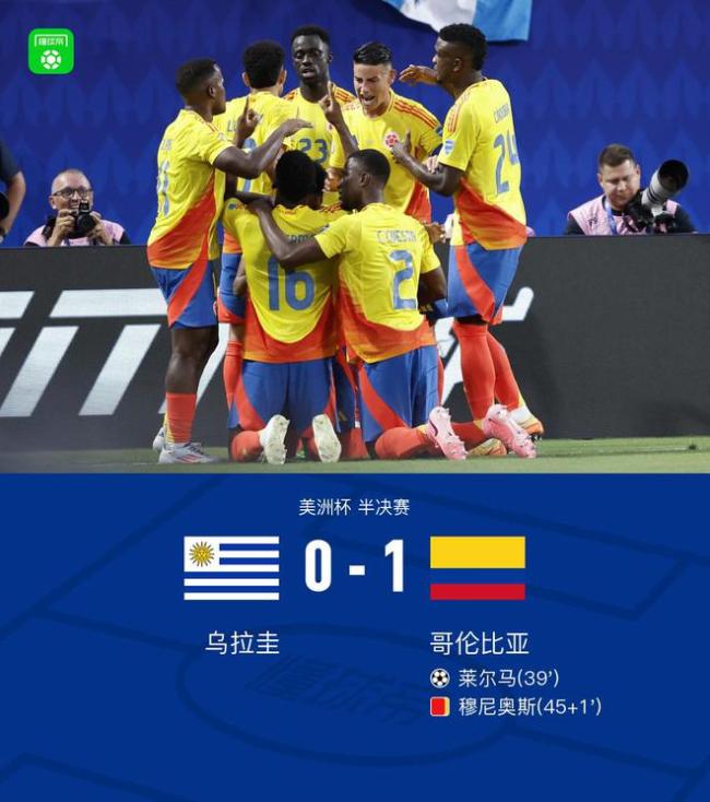 乌拉圭0比1哥伦比亚
