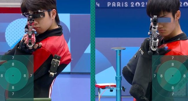 气步枪韩国选手表情 紧张起伏背后的金牌争夺战