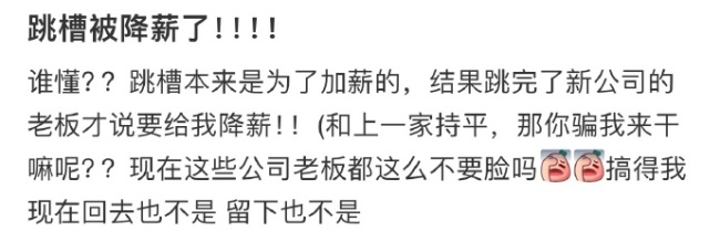 跳槽被降工资了，搞得现在走也不是留也不是