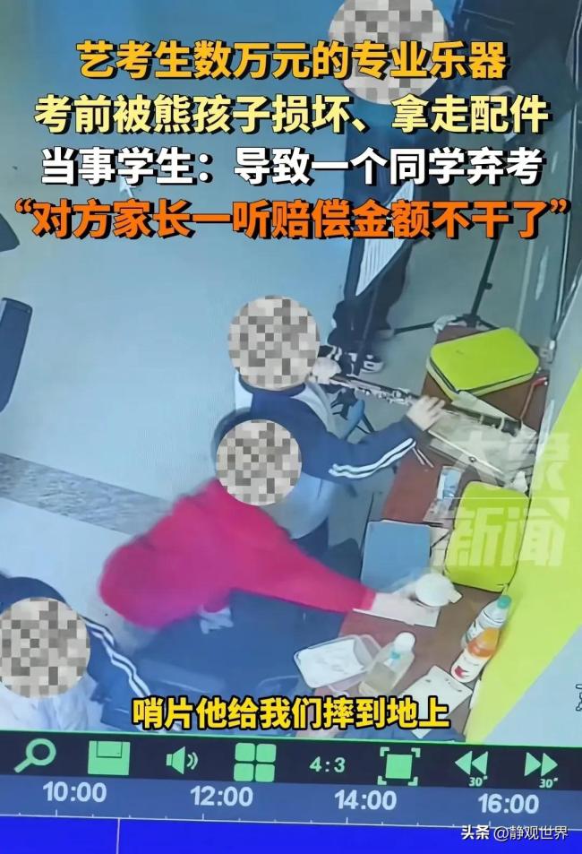 熊孩子弄坏艺考生价值十几万的乐器 家长拒绝赔偿引发争议