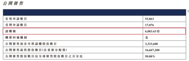 港股年度“超购王”获6083倍认购 投资者热情高涨