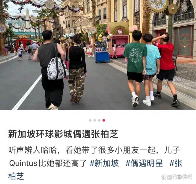 張柏芝與二兒子一起外游，小Q身高直逼父母