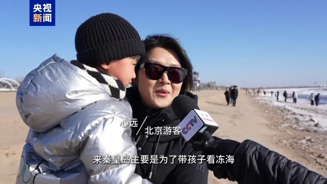 “荷叶冰”现身 秦皇岛海域出现海冰景观