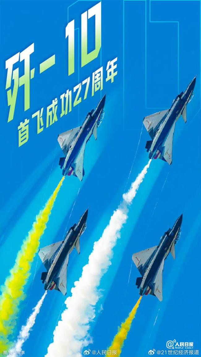 今天殲10首飛成功27周年