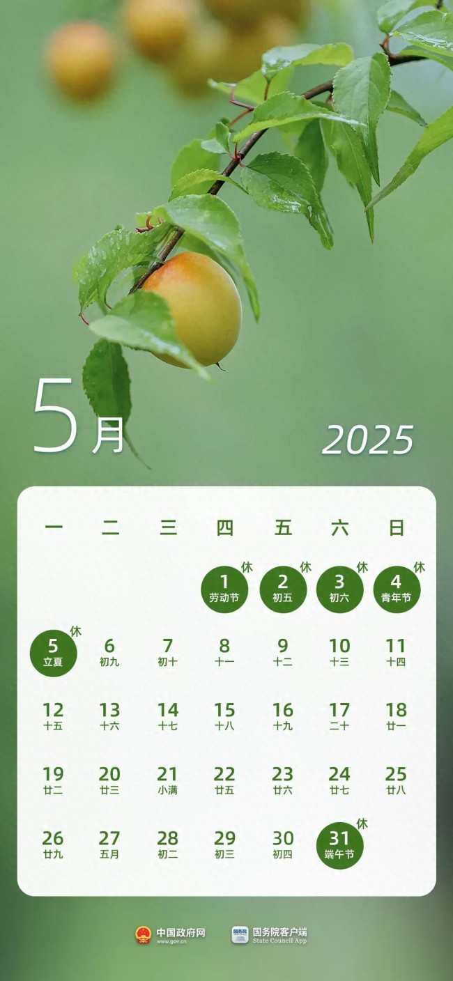 2025工作节休假调休安排