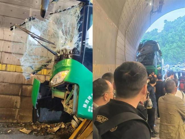 客車撞上陜西高速隧道口 車損嚴(yán)重 乘客輕微傷已送醫(yī)
