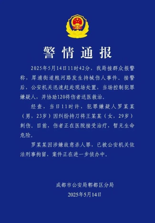 成都發(fā)生持刀傷人事件