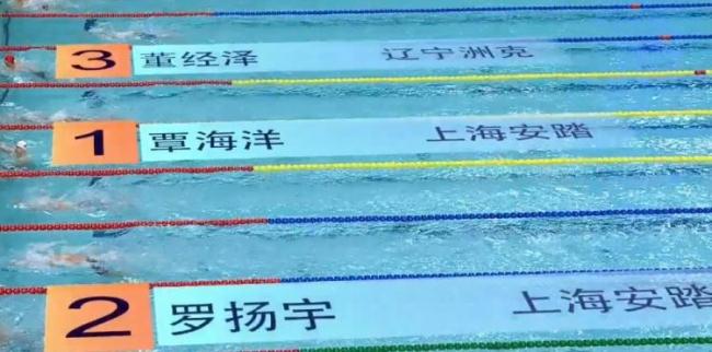 覃海洋50米蛙泳预赛排名小组第一