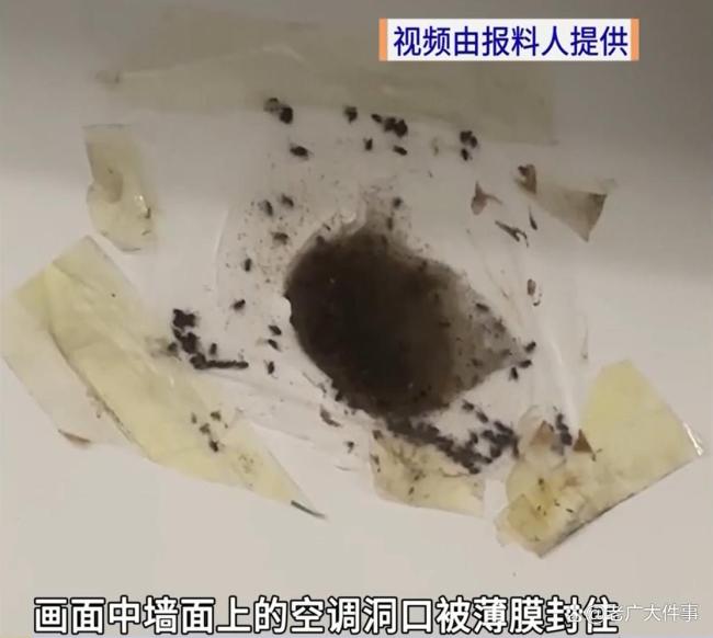 廣東一新房墻內(nèi)驚現(xiàn)食物殘?jiān)?/></p><p>楊女士在墻面打了一個(gè)空調(diào)掛機(jī)的孔洞后,，從洞里散發(fā)出強(qiáng)烈的臭味,，混凝土中竟然混有紅色垃圾袋,。幾天后，她想移動(dòng)空調(diào)位置,，把空調(diào)管拉出來后,，洞里飛出許多蚊蟲，管道上布滿密密麻麻的蟲卵,，并散發(fā)出一股腐肉惡臭味,。</p><p class=