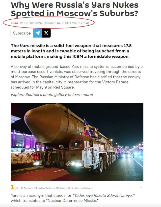 网传俄核导弹连夜集结咋回事？真的假的