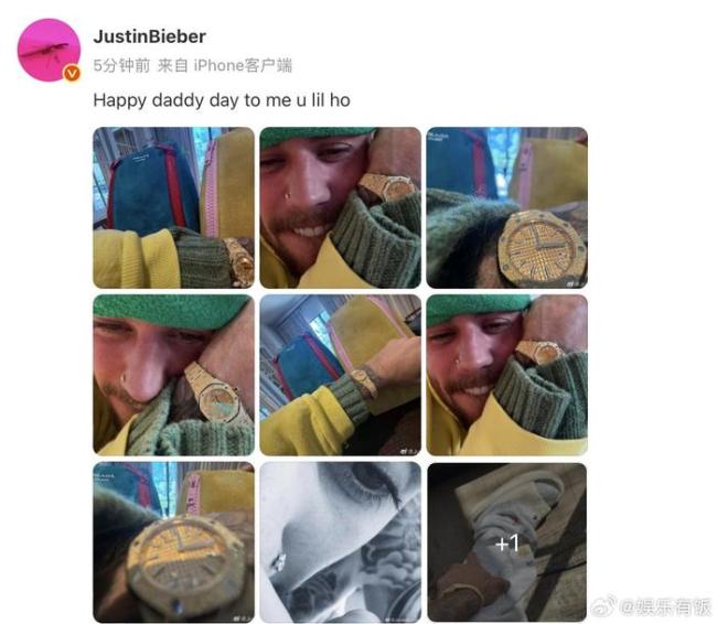 比伯晒海莉带娃弹钢琴照 共享温馨家庭时光