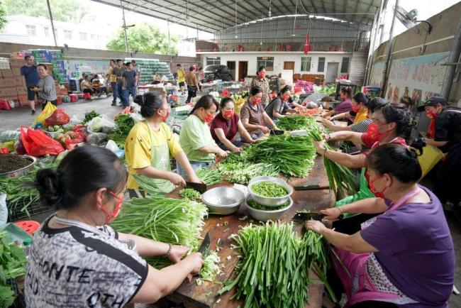 村民连夜摘菜为救援人员做饭 温暖的灶台前支援