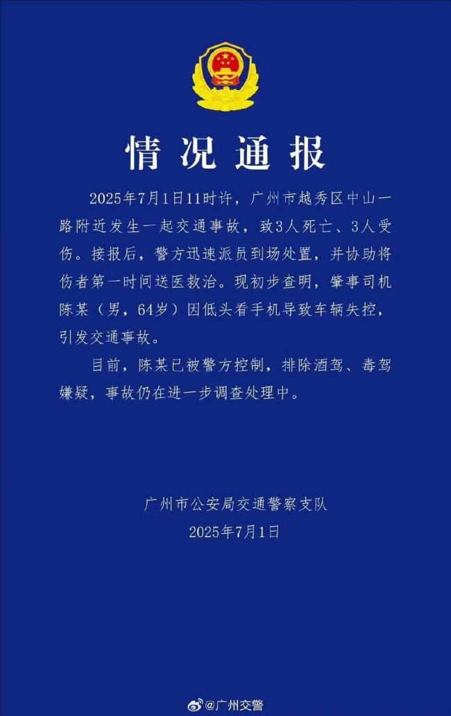 男子开车看手机致3死3伤 低头族酿悲剧