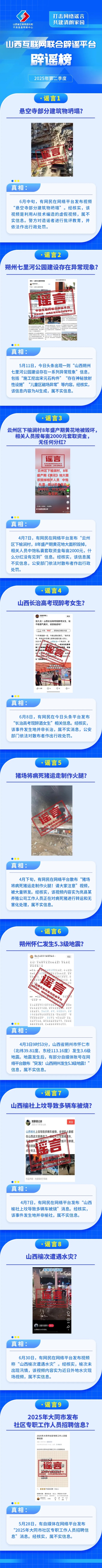 山西省辟谣平台2025第二季度辟谣榜发布