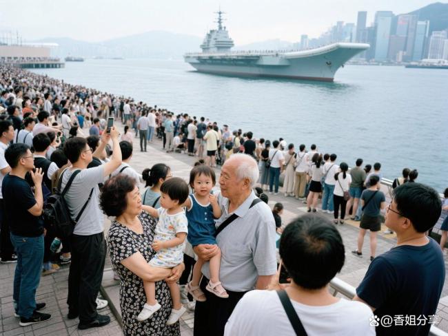 香港小哥高举手牌求参观山东舰赠票 市民热情迎航母