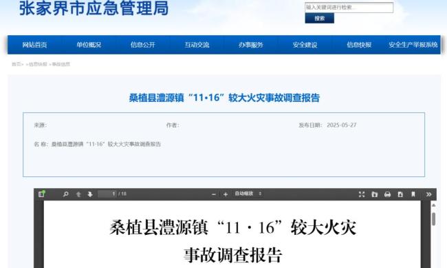 张家界7人遇难火灾调查报告