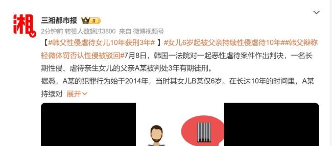 韓國(guó)一父親性侵虐待女兒10年