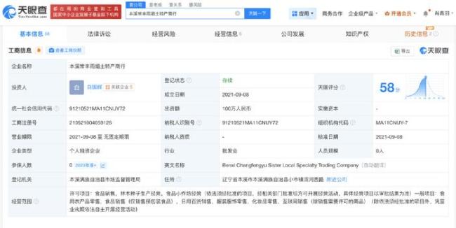 東北雨姐丈夫名下一企業(yè)經(jīng)營異常