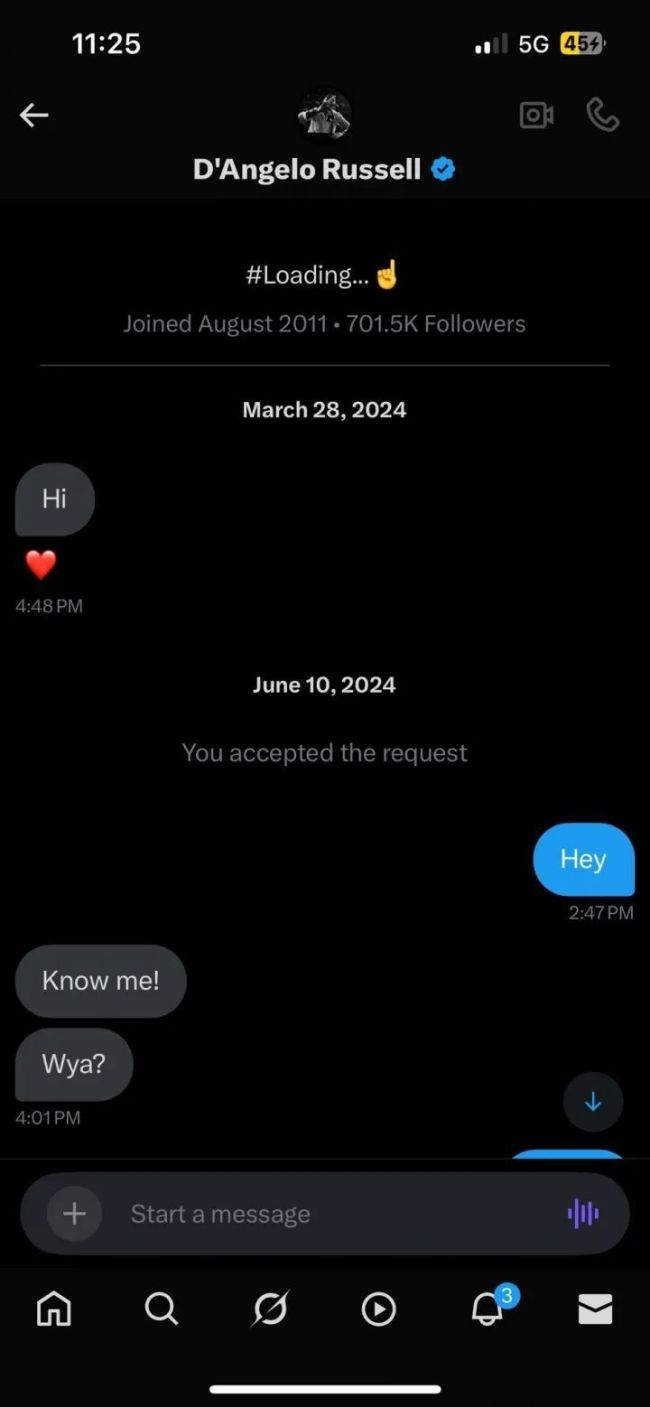 独行侠球星拉塞尔出轨 SQ女星自曝聊天记录