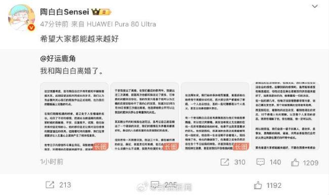陶白白前妻账号永久停更