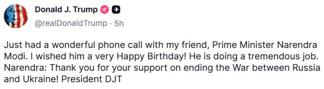 特朗普终于打通了莫迪的电话