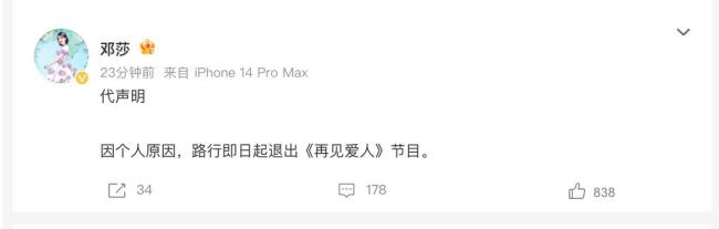 路行退出《再見愛人》 個(gè)人原因引關(guān)注