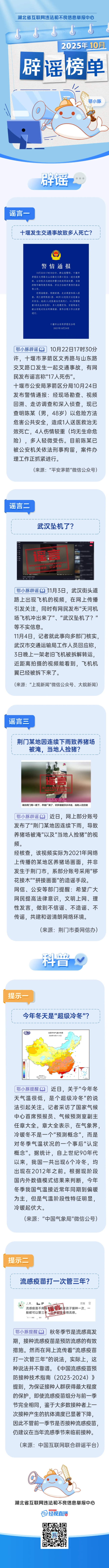 “鄂小豚”2025年10月辟謠榜單來了！