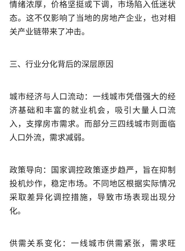 ​房地产行业“冰火两重天”：市场分化与未来展望