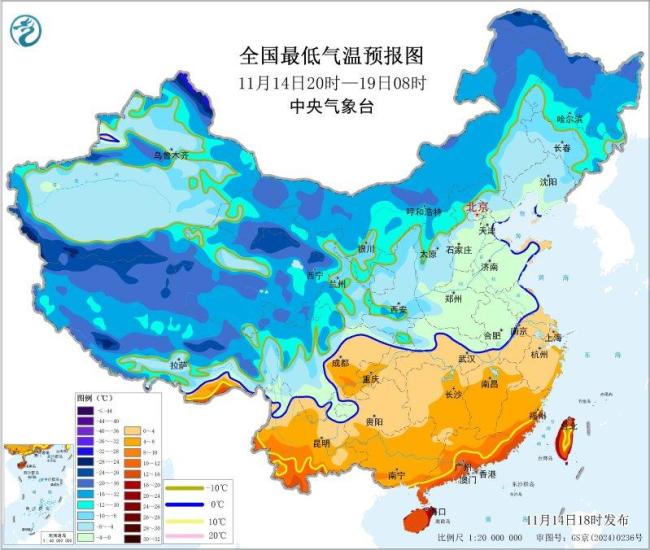 寒潮蓝色预警：局地降温将超14℃ 大范围冷空气来袭