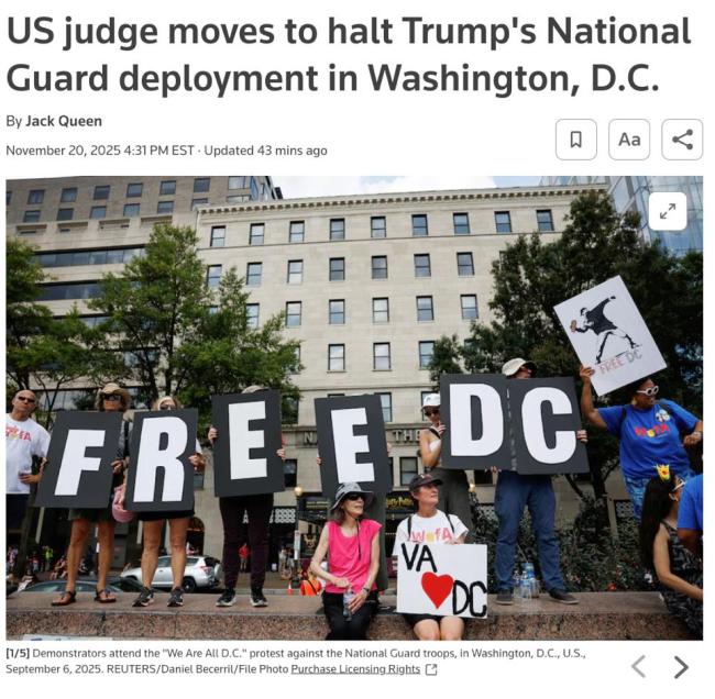 白宫“派兵治城”遭全国司法围堵 联邦与地方权力之争