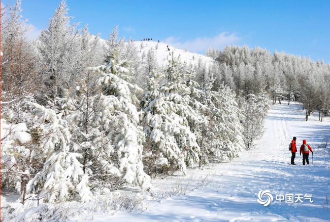 河北草原天路迎降雪 游客滑雪打卡乐享其中