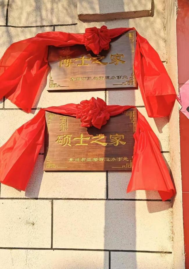 山东一“博士村”给博士之家挂牌匾