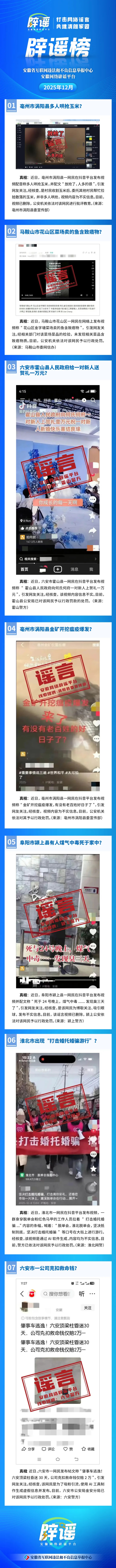 安徽网络辟谣平台2025年12月辟谣榜发布