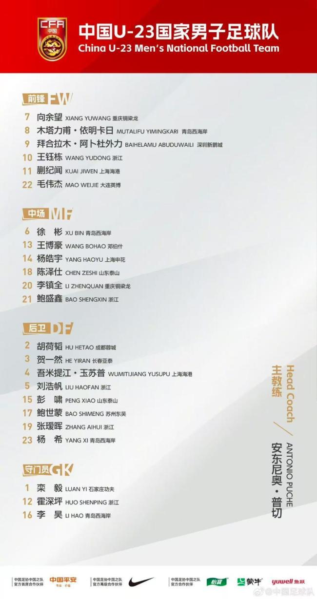 U23国足亮相亚洲杯 首战伊拉克 最强阵容迎挑战