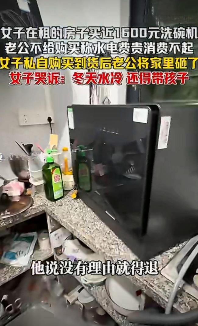 女子买洗碗机老公嫌水电贵把家砸了 家务矛盾引发关注
