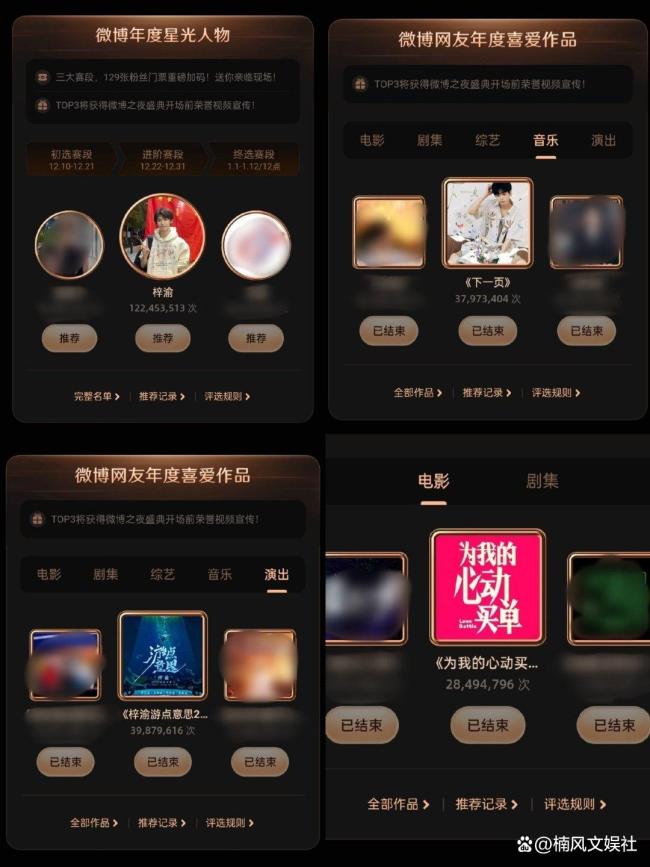 微博之夜网传名单 梓渝断层领先登顶