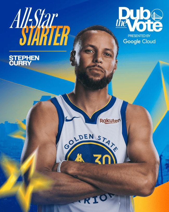 勇士官方祝贺库里第12次入选全明星