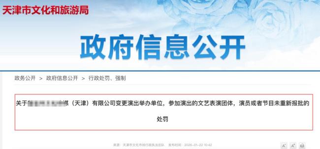 天津一知名相声社被罚6万元 未报批变更演出遭处罚