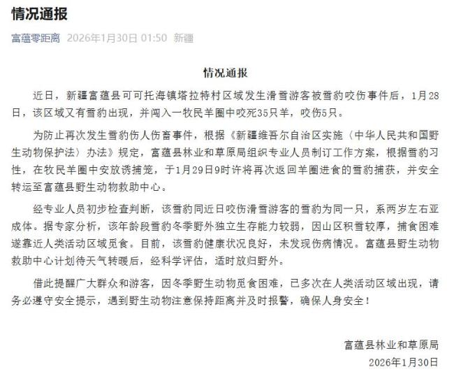 新疆通报咬伤搭客雪豹再次出现